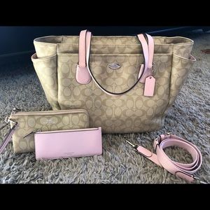 Coach diaper bag/ purse with matching wallet